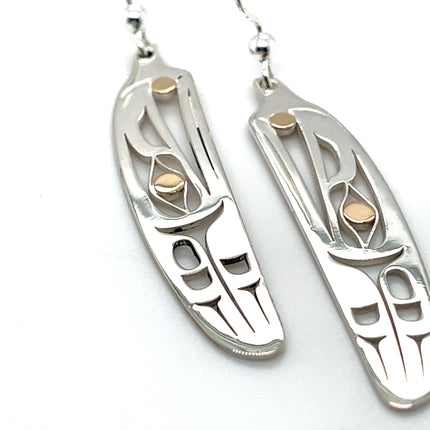 Earrings - Sterling Silver & 14k - Feather - Raven