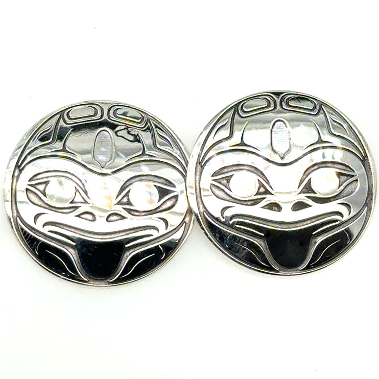 Earrings - Sterling Silver  - Studs - XL - Frog