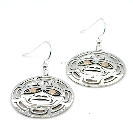 Earrings - Sterling Silver  & 14k - Round - Moon