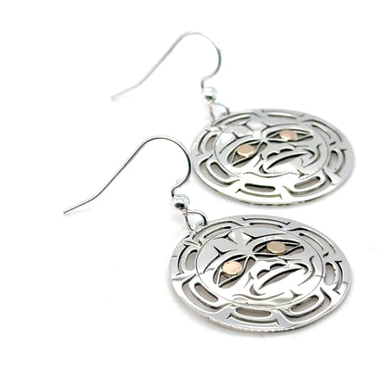 Earrings - Sterling Silver  & 14k - Round - Moon