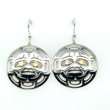 Earrings - Sterling Silver  & 14k - Round - Moon