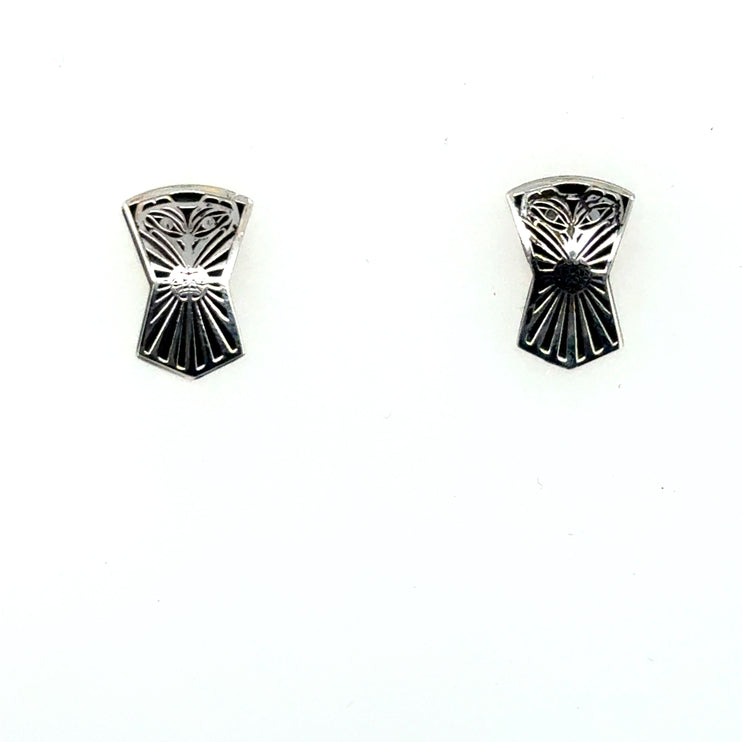 Earrings - Sterling Silver  - Studs - Raven - Shield