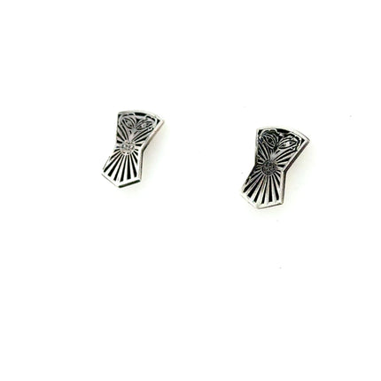 Earrings - Sterling Silver  - Studs - Raven - Shield