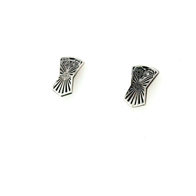 Earrings - Sterling Silver  - Studs - Raven - Shield