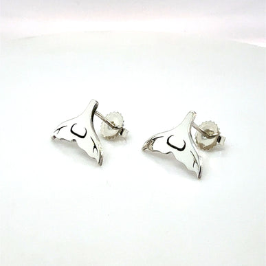 Earrings - Sterling Silver  - Studs - Whale Tail