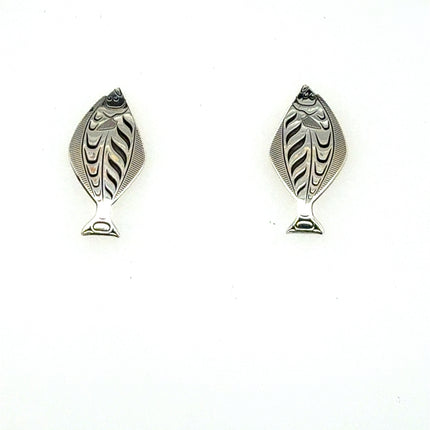 Earrings - Sterling Silver  - Studs - Halibut