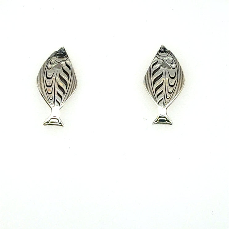Earrings - Sterling Silver  - Studs - Halibut
