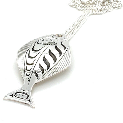 Pendant - Sterling Silver & 14k Yellow Gold - Halibut