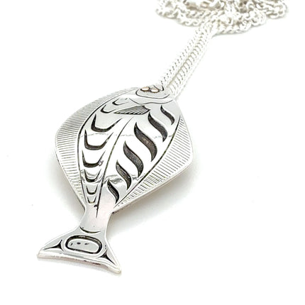 Pendant - Sterling Silver & 14k Yellow Gold - Halibut