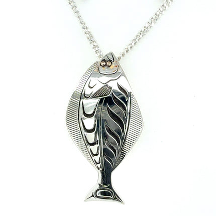 Pendant - Sterling Silver & 14k Yellow Gold - Halibut