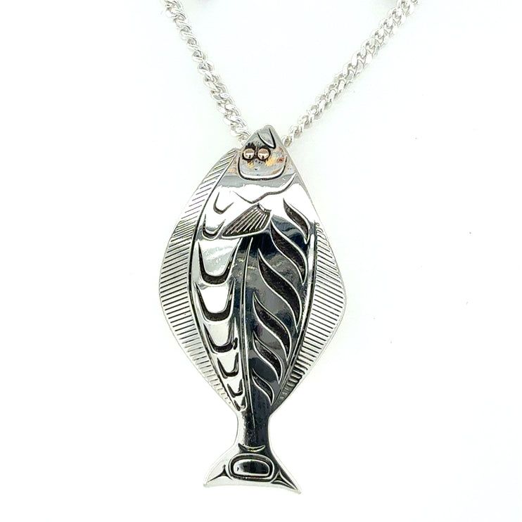 Pendant - Sterling Silver & 14k Yellow Gold - Halibut