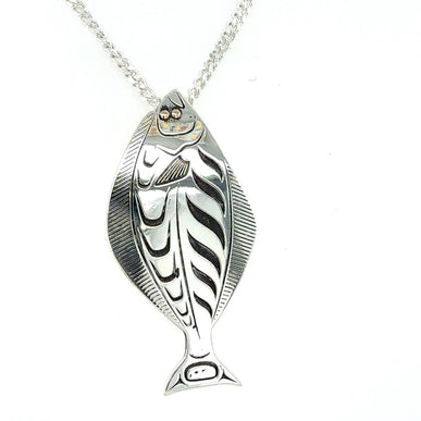 Pendant - Sterling Silver & 14k Yellow Gold - Halibut