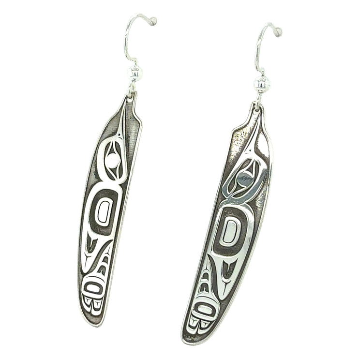 Earrings - Sterling Silver - Feather - Hummingbird