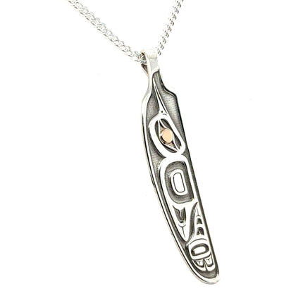 Pendant - Sterling Silver & 14k Yellow Gold - Feather - Hummingbird