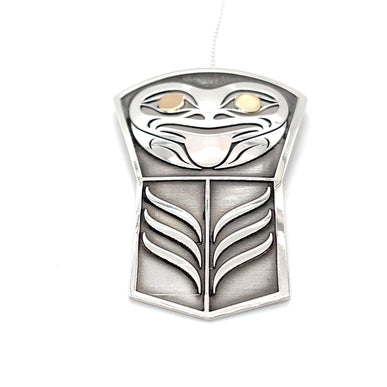 Pendant - Sterling Silver & 14k Yellow Gold - Shield - Frog