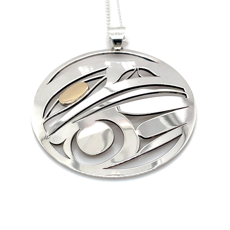 Pendant - Sterling Silver & 14k Yellow Gold - Round - Raven